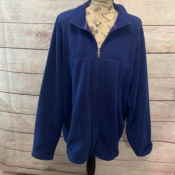 L.L. Bean Men’s Fleece Full Zip Jacket Zip Pockets Size Large TALL Blue - Picture 3 of 11